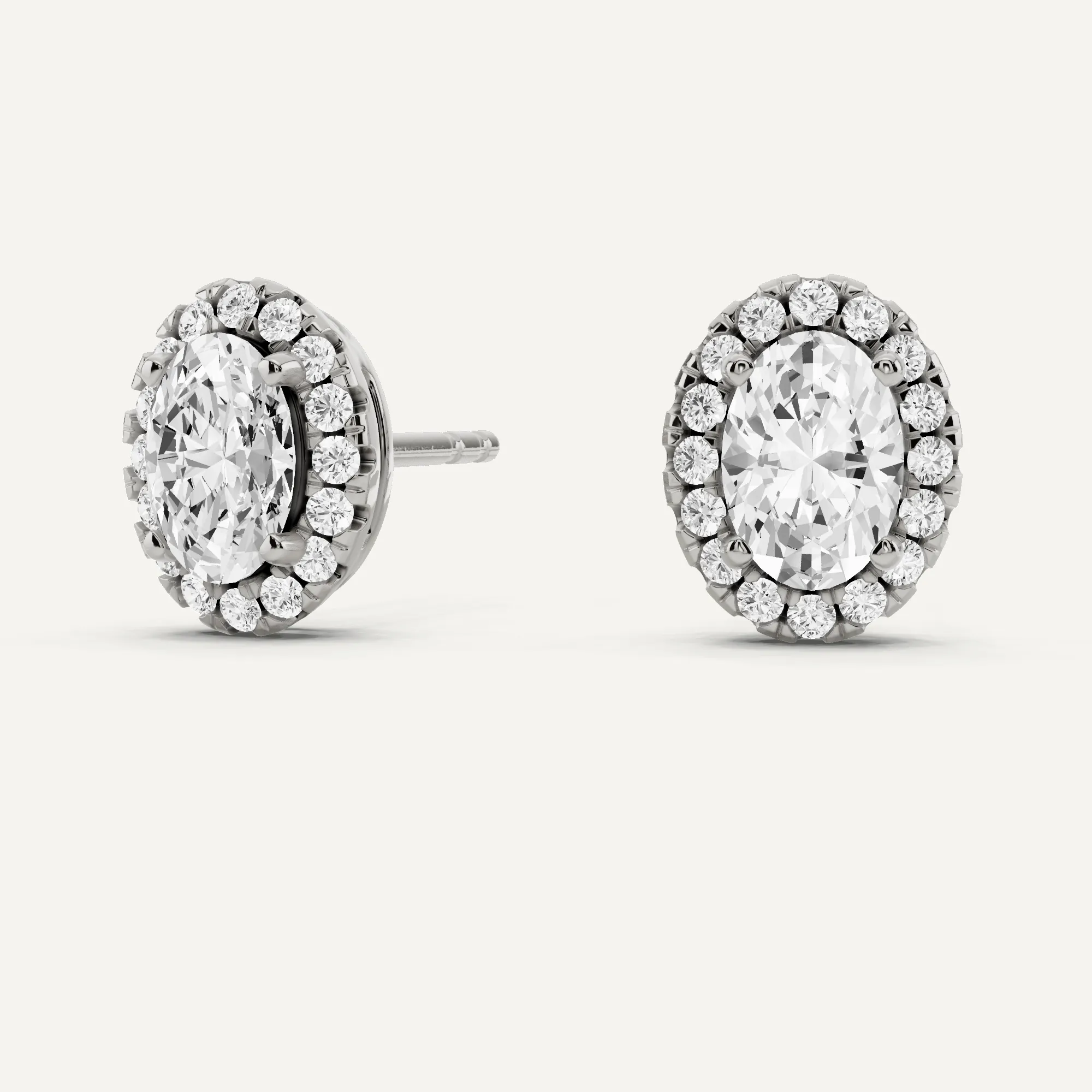 1 1/5 ctw Oval Diamond Halo Stud Earrings