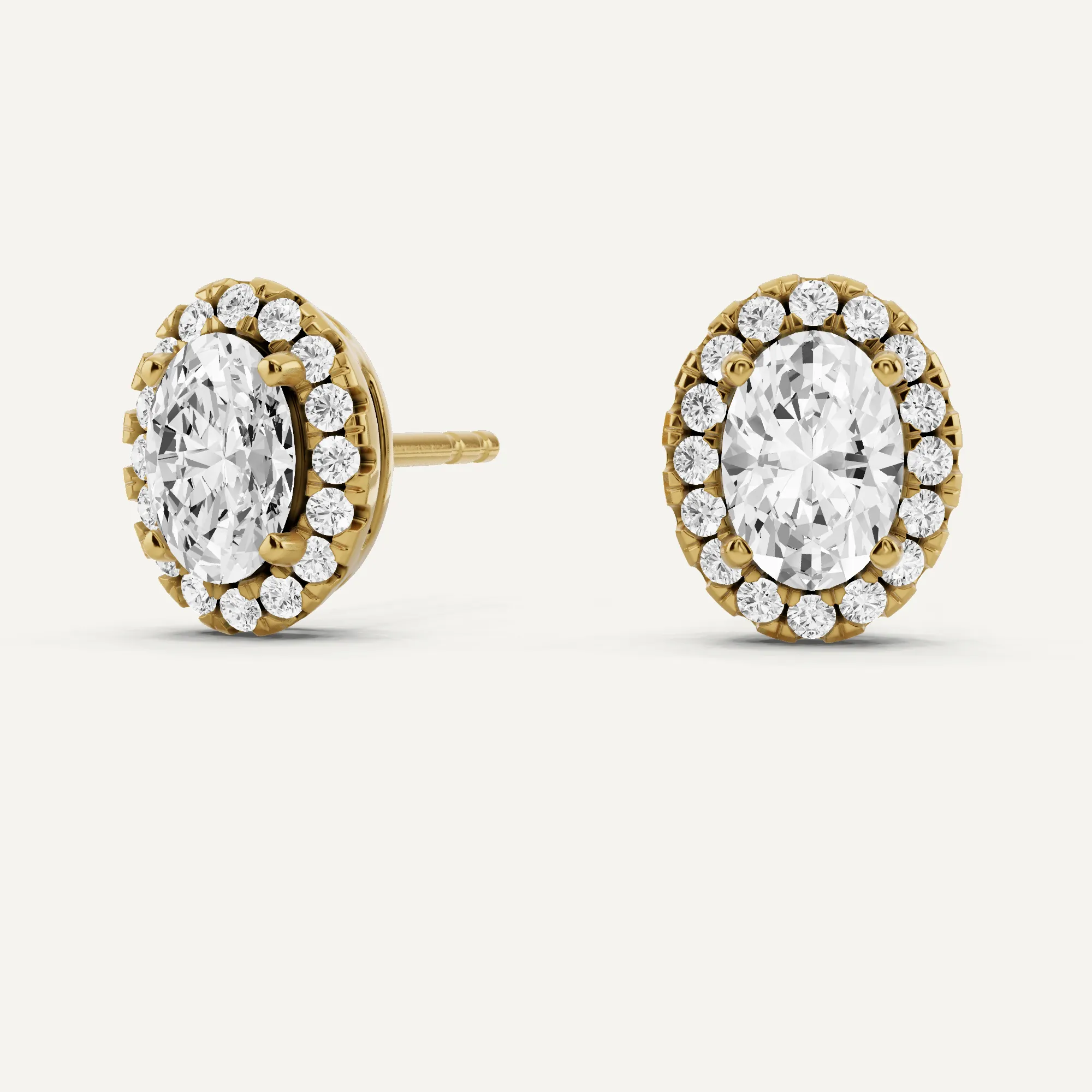 1 1/5 ctw Oval Diamond Halo Stud Earrings