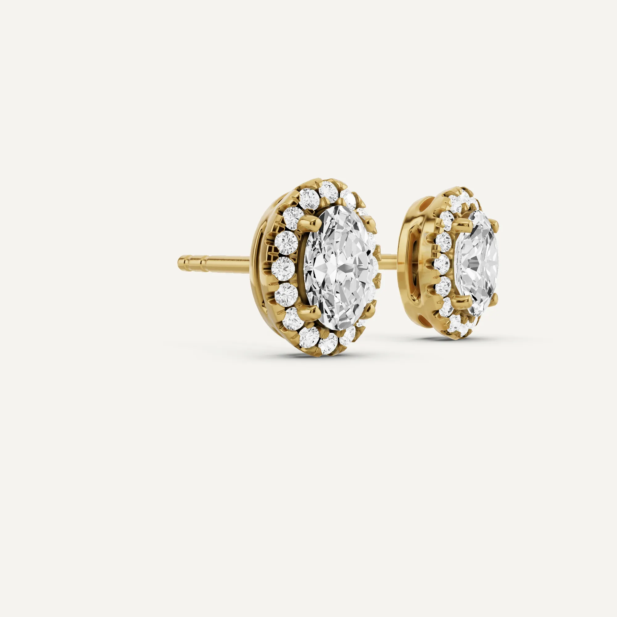 1 1/5 ctw Oval Diamond Halo Stud Earrings