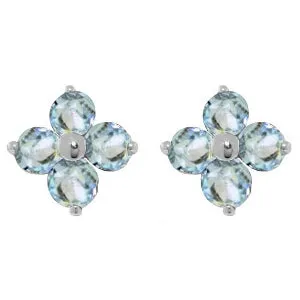 1.15 Carat 14K Solid Yellow Gold Flutter Home Aquamarine Earrings