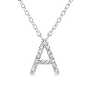 1/20 ctw Initial 'A' Round Cut Diamond Pendant With Chain in 10K White Gold