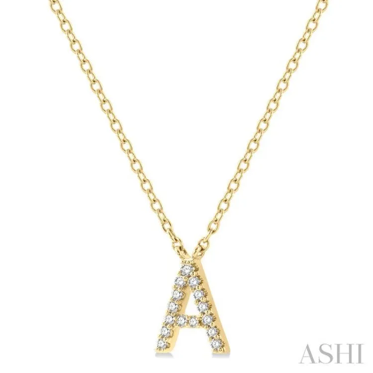 1/20 ctw Initial 'A' Round Cut Diamond Pendant With Chain in 14K Yellow Gold