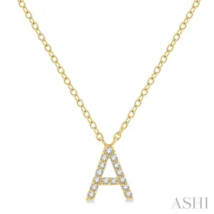 1/20 ctw Initial 'A' Round Cut Diamond Pendant With Chain in 14K Yellow Gold