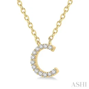 1/20 Ctw Initial 'C' Round Cut Diamond Pendant With Chain in 14K Yellow Gold