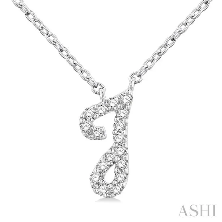 1/20 Ctw Initial 'J' Round cut Diamond Pendant With Chain in 10K White Gold