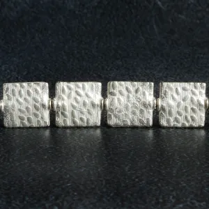 12mm Silver Plated Copper Cobblestone Embossed Square Beads