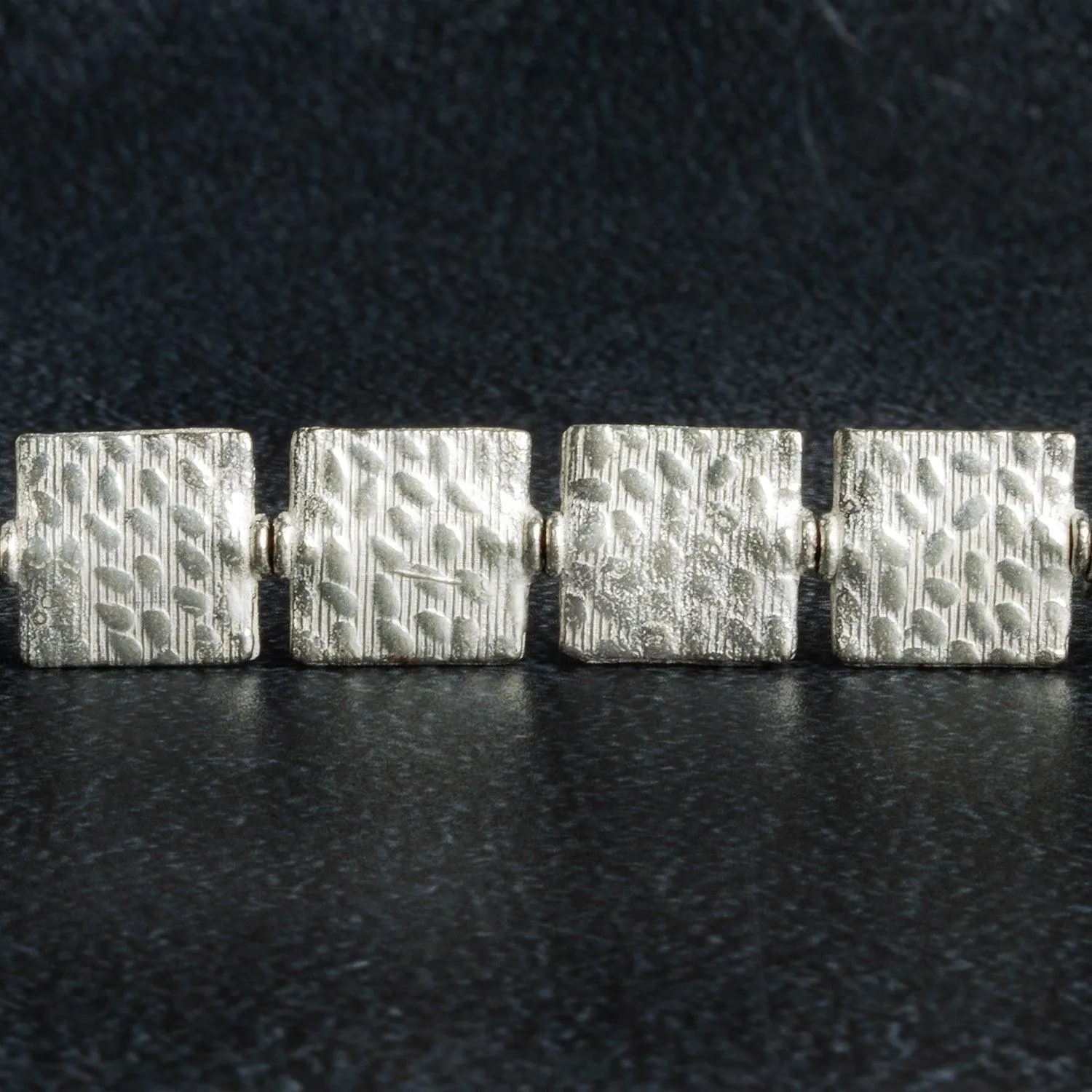 12mm Silver Plated Copper Cobblestone Embossed Square Beads