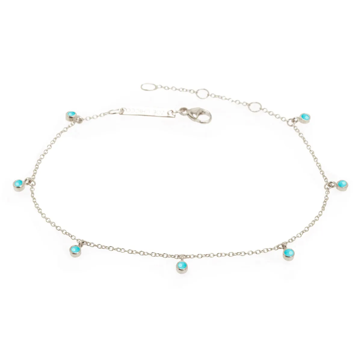 14k 7 Dangling Turquoise Anklet