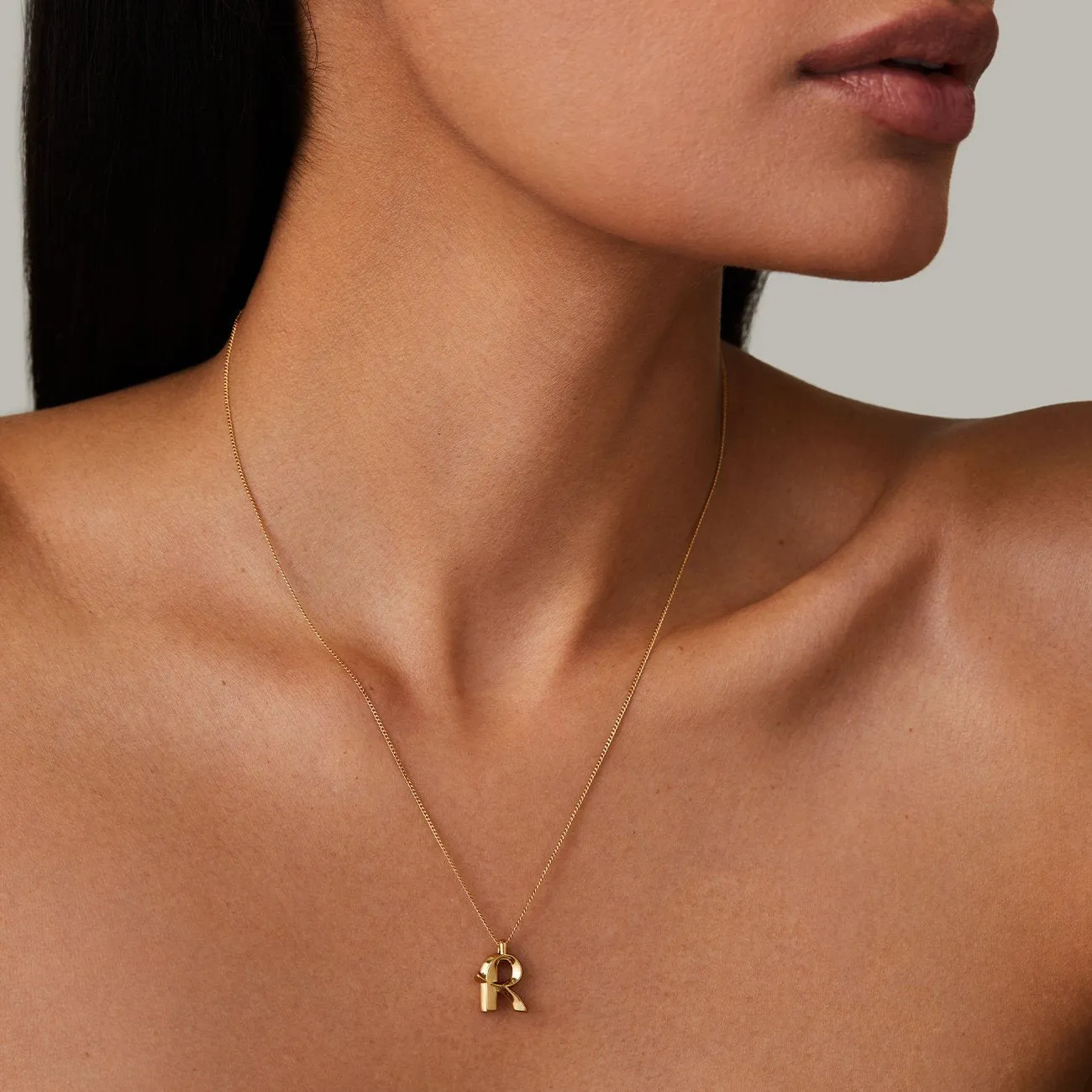 14k Gold Plated Monogram Necklace - R