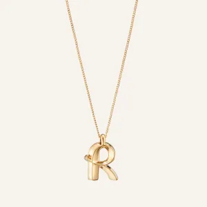 14k Gold Plated Monogram Necklace - R