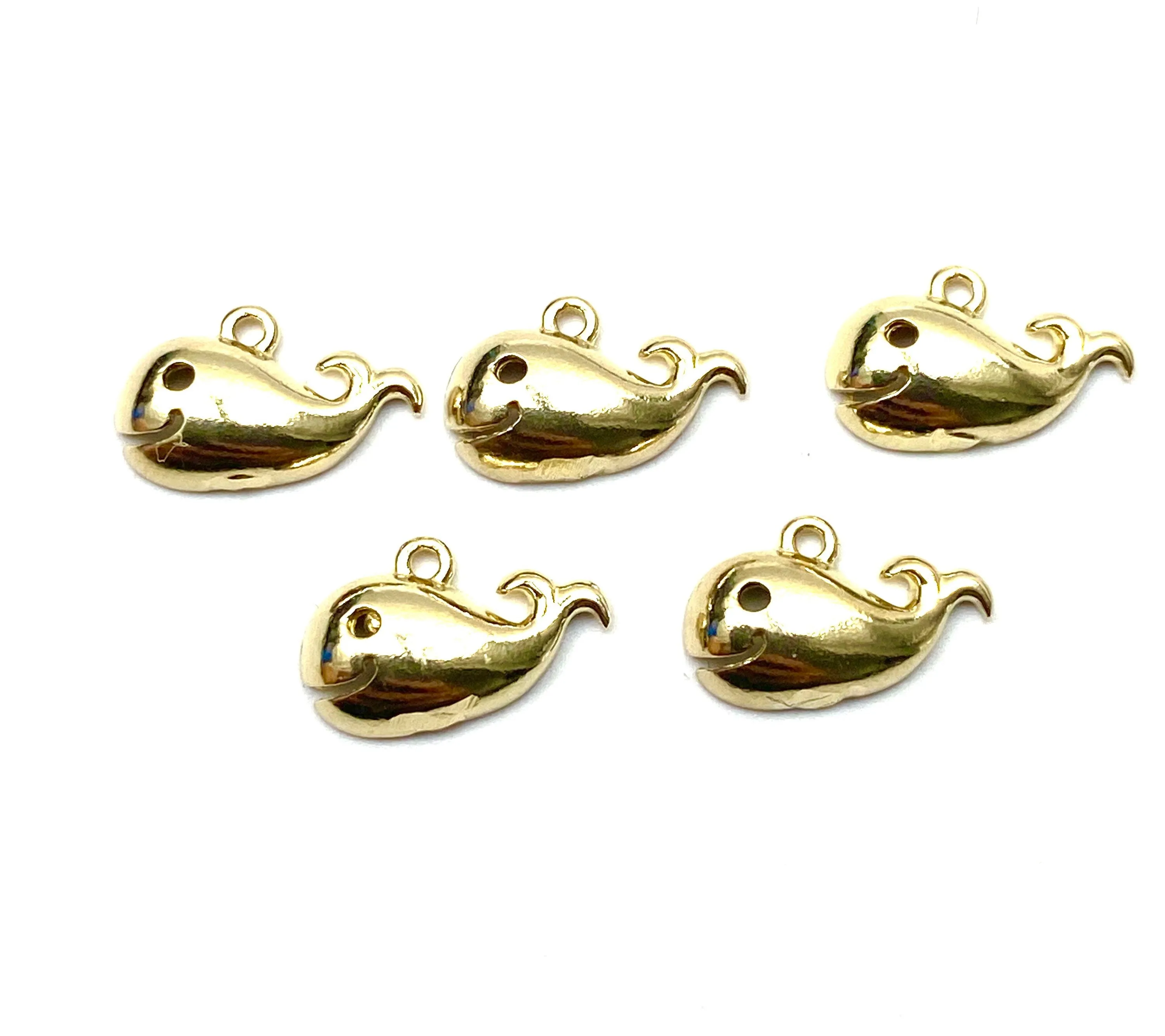 14k solid gold, rose gold and whit gold whale charm, SKU# L-1