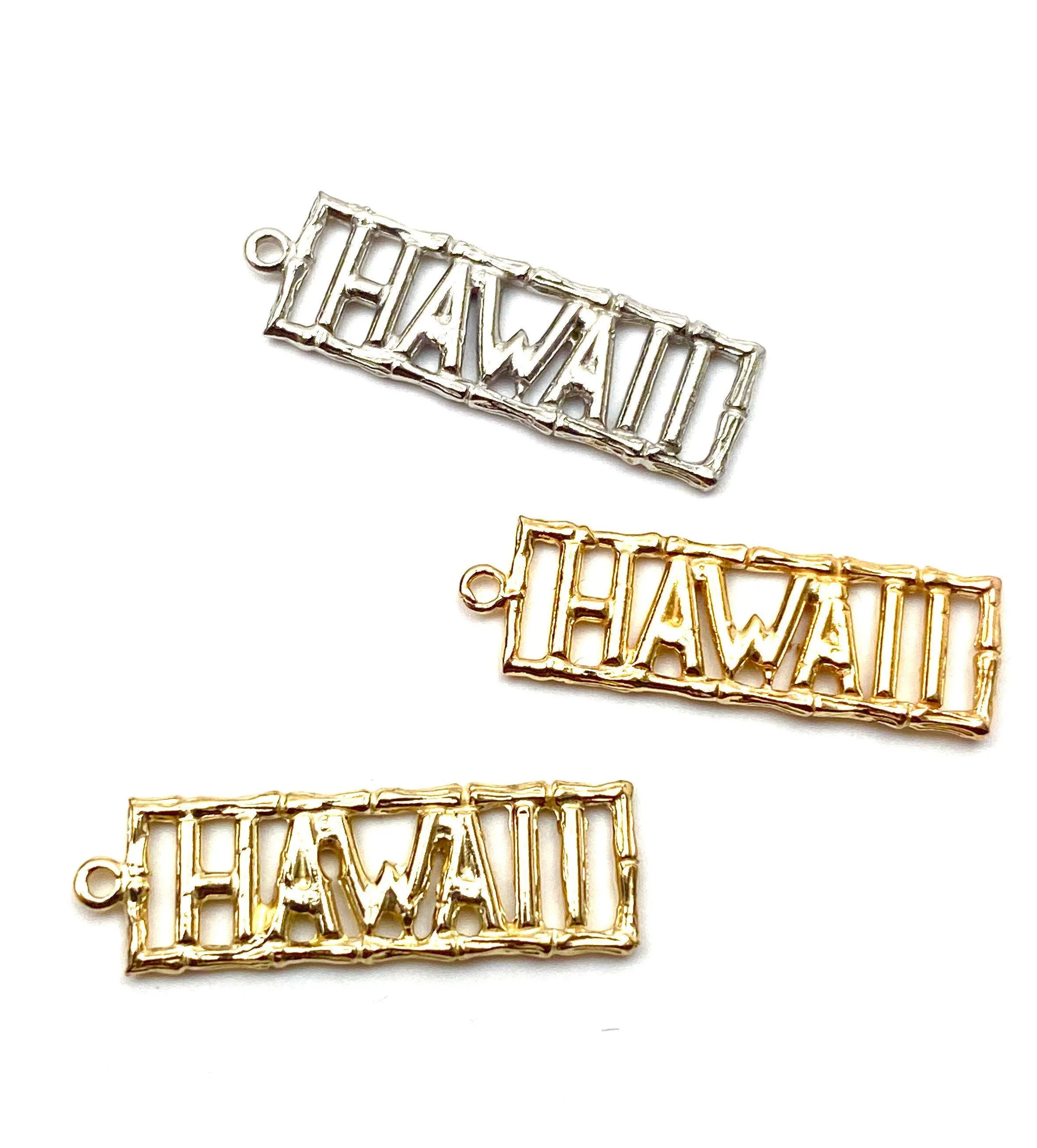 14k solid gold, white gold and rose gold “ HAWAII “ charm , SKU# L-16