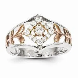 14k Two-tone Diamond w/Leaves Ring