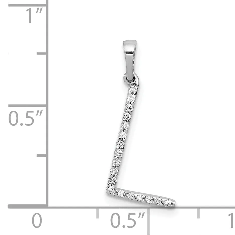 14K White Gold Diamond 0.054-CT Block Letter L Initial Charm Pendant