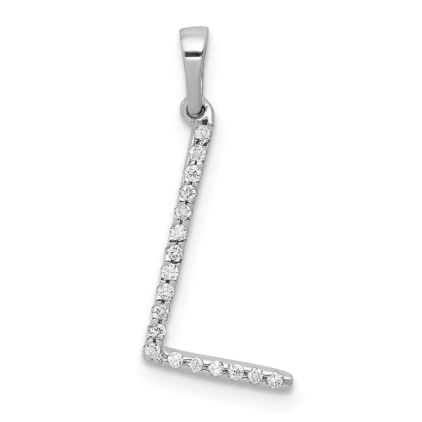 14K White Gold Diamond 0.054-CT Block Letter L Initial Charm Pendant