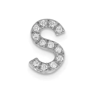 14k White Gold Diamond Initial S Charm