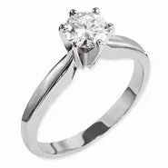 14k White Gold Moissanite 6.5mm Round Solitaire Ring