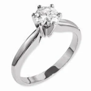 14k White Gold Moissanite 6mm Round Solitaire Ring