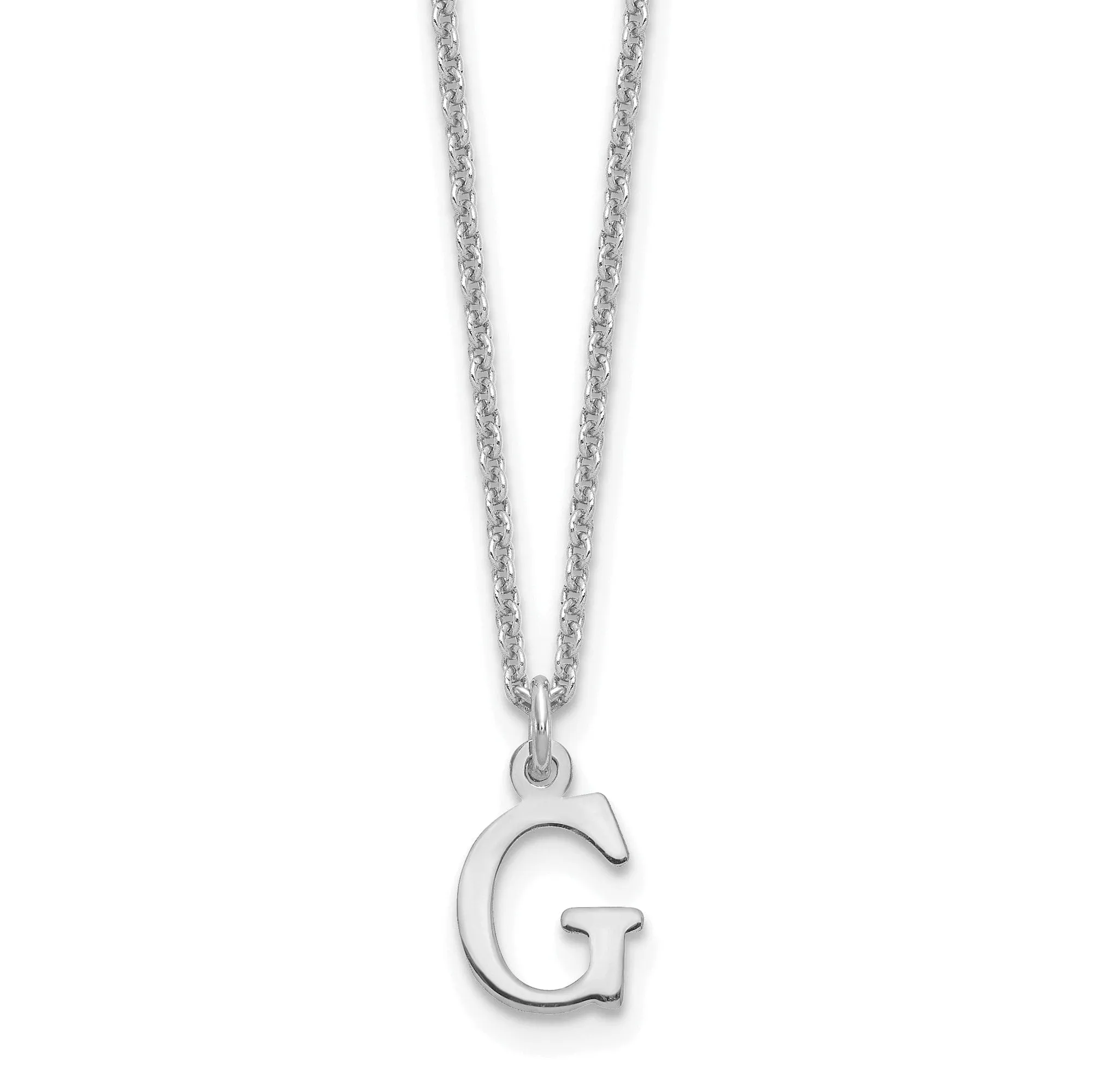 14k White Gold Tiny Cut Out Block Letter H Initial Pendant and Necklace