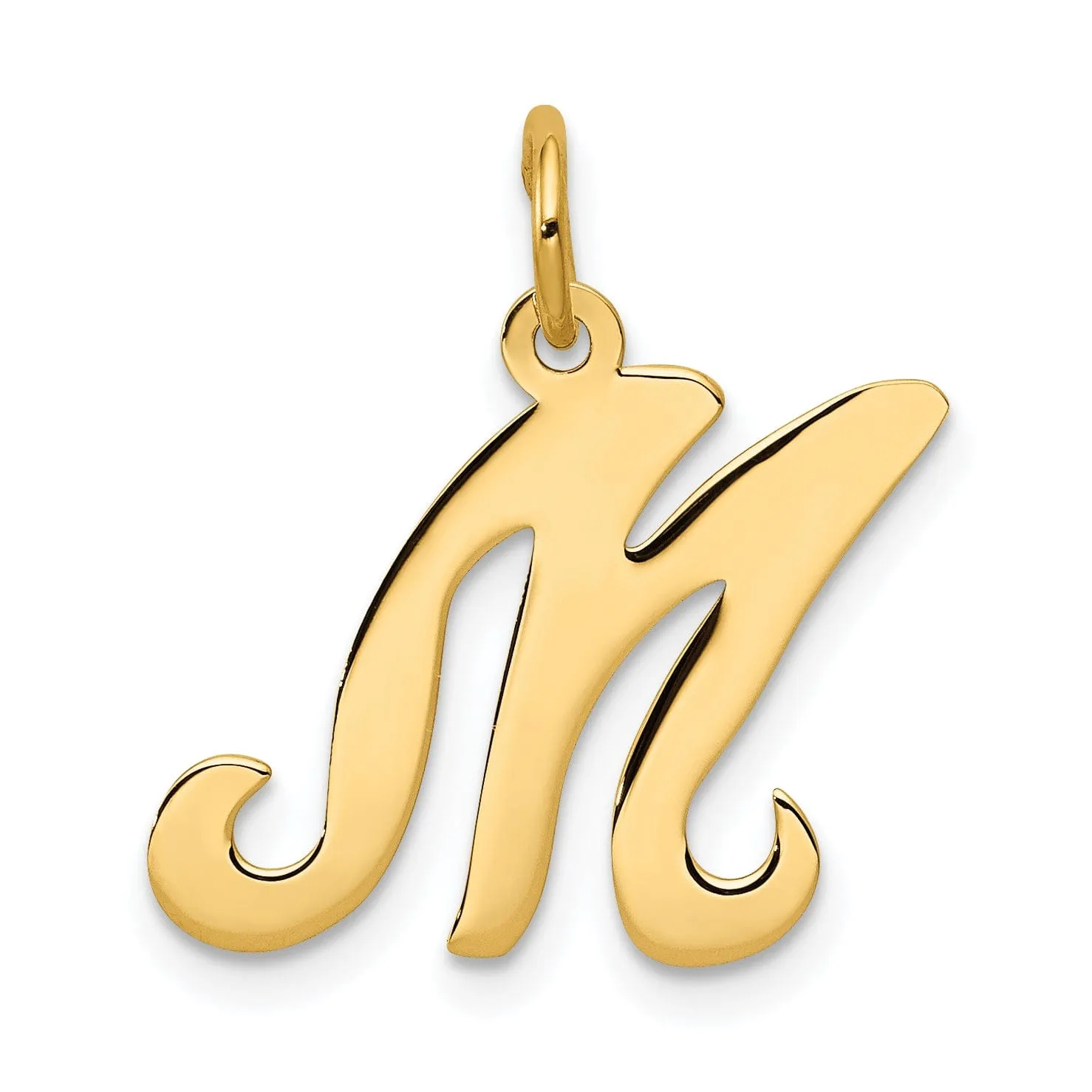 14k Yellow Gold Polished Fancy Initial M Charm