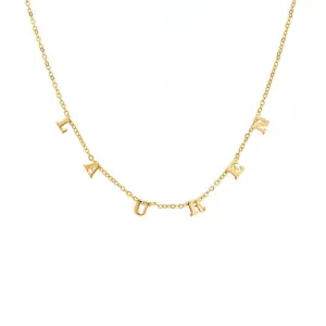 14k Yellow Gold Small Block Letter Necklace