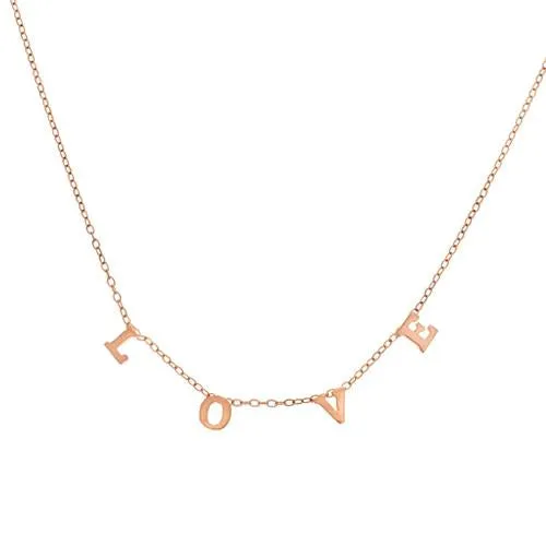 14k Yellow Gold Small Block Letter Necklace