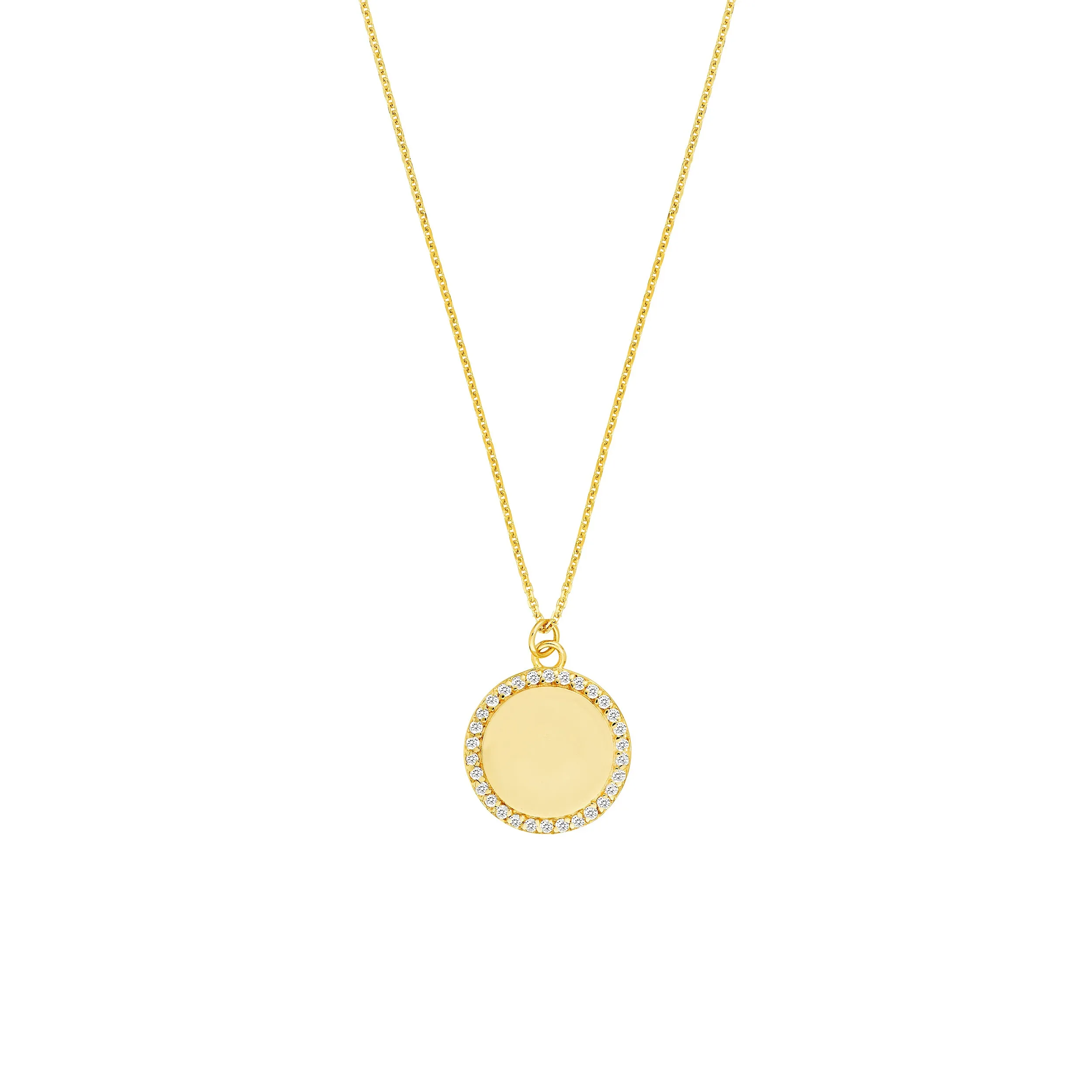 1/6CT 14k Yellow Gold Engravable Disc Pendant