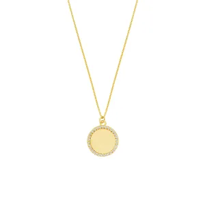 1/6CT 14k Yellow Gold Engravable Disc Pendant