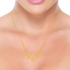 22k Gold Chain Designed With Hoops Of Different Sizes And Unique Floral Design