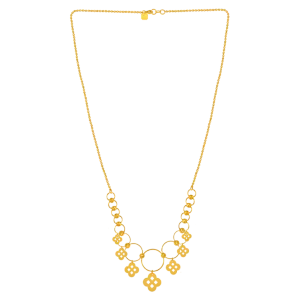 22k Gold Chain Designed With Hoops Of Different Sizes And Unique Floral Design