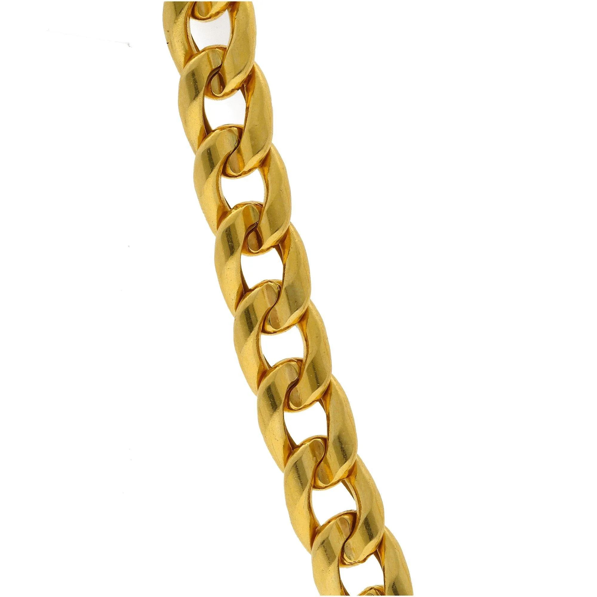 22K Yellow Gold Men's Cuban Link Chain W/ Satin Finish, 99.7 Grams