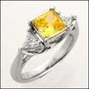 3 Stone 1.25 Canary Princess Triangle Cubic Zirconia Cz Ring