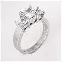 3 Stone 1.5 TCW Princess Heart Prongs Cubic Zirconia Cz Ring