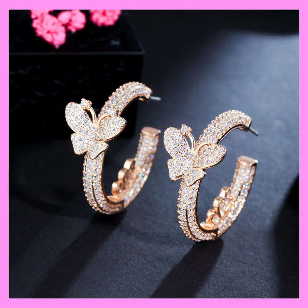 【6-58.8#】Butterfly Earrings for female fashion daily engagement wedding anniversary birthday present