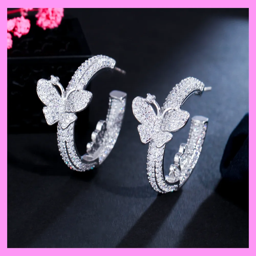 【6-58.8#】Butterfly Earrings for female fashion daily engagement wedding anniversary birthday present