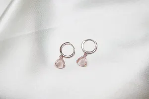 92.5 Silver Tiny triangular rose gold hoop earrings