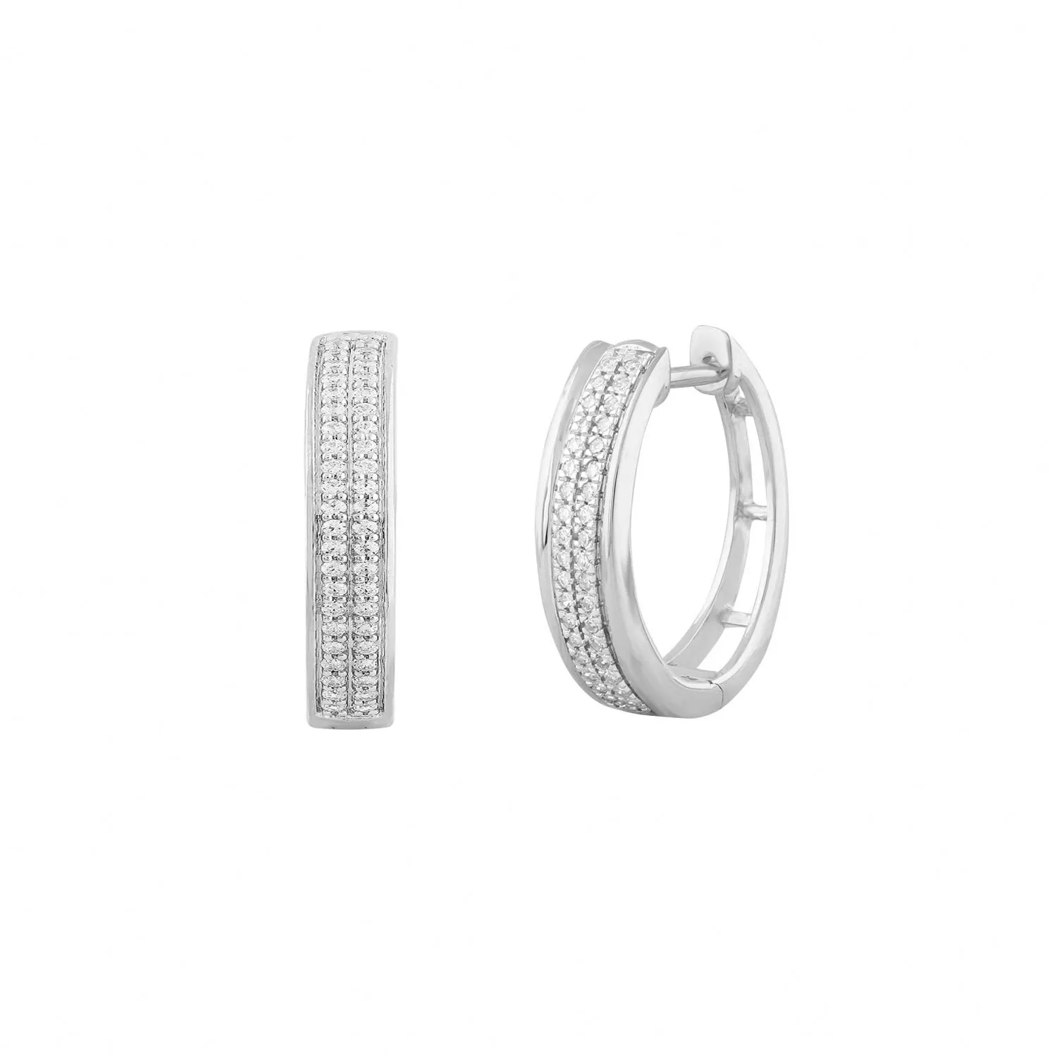 9K White Gold  Tdw. 0.50ct Diamond Huggie Earrings - 20717490