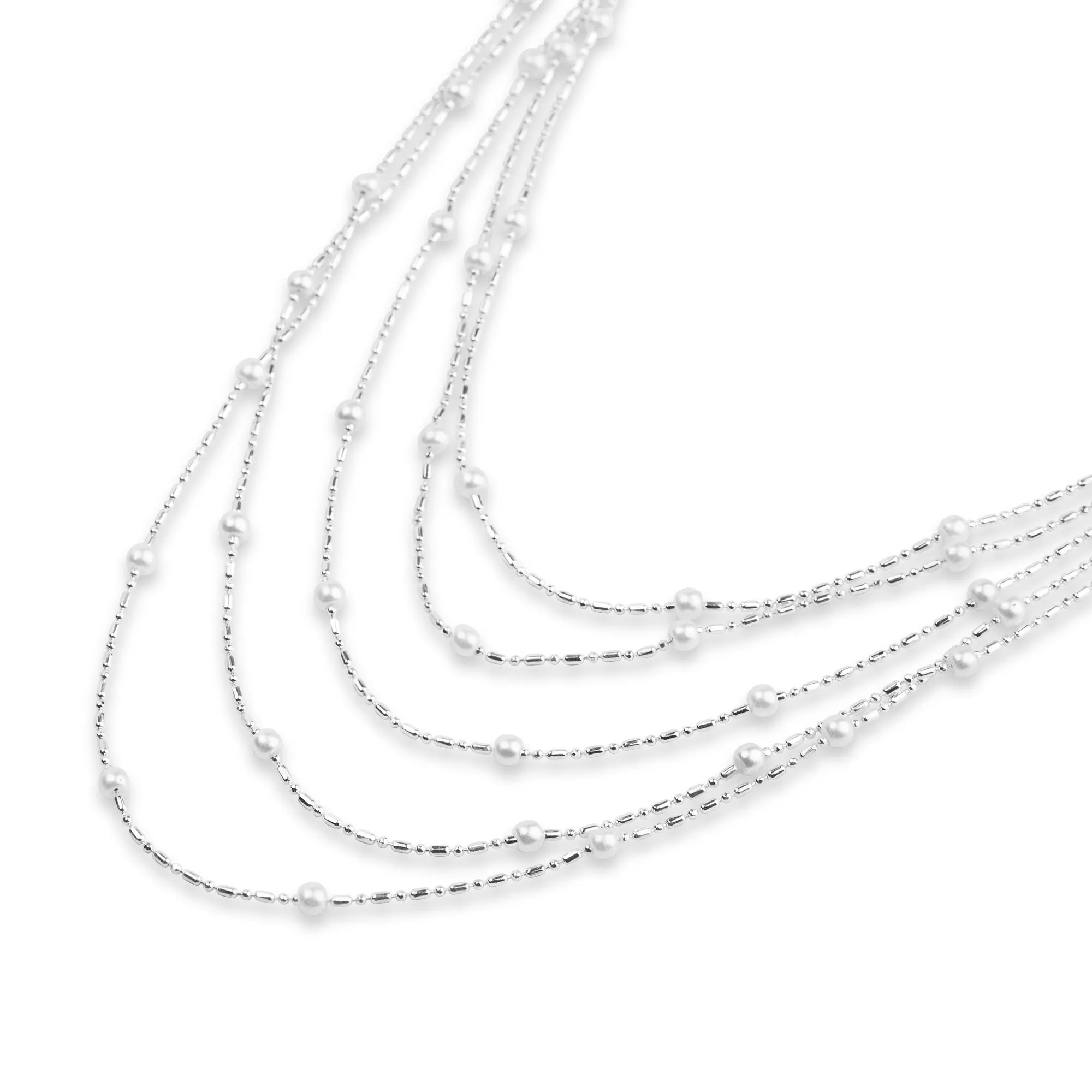 Accessorize London Women's  Silver Pearl and fine chain layered necklace