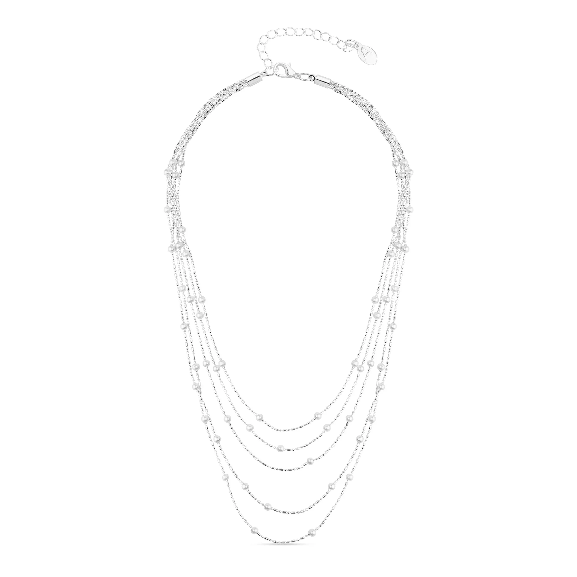 Accessorize London Women's  Silver Pearl and fine chain layered necklace