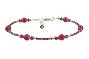 Amethyst Fuchsia Pink Jade Beaded Anklet