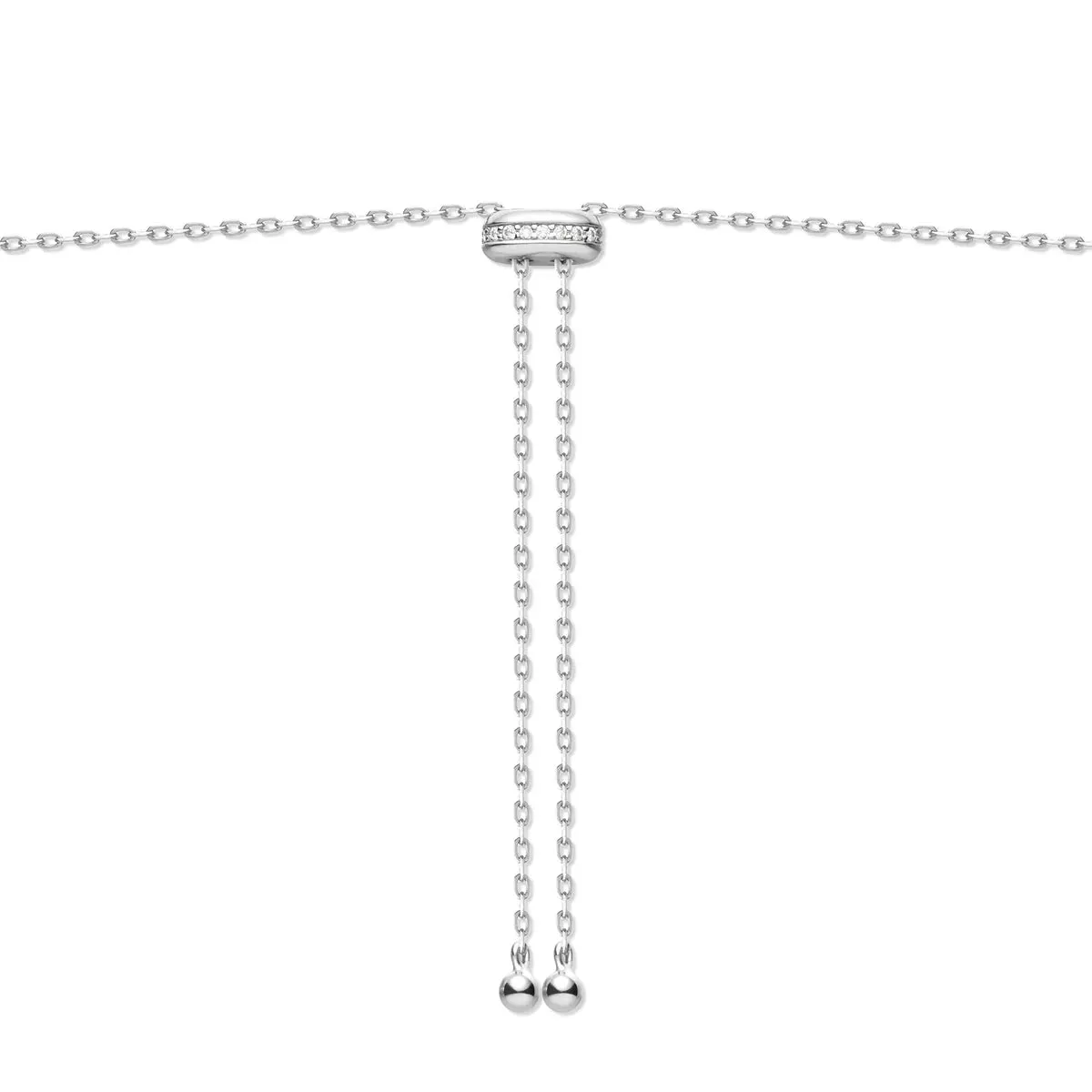 Ania Haie Silver Freshwater Pearl and White Cubic Zirconia Bezel Set Slider Necklace