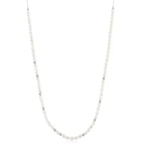 Ania Haie Silver Freshwater Pearl and White Cubic Zirconia Bezel Set Slider Necklace