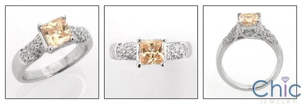 Anniversary 1.3 TCW Princess Pave Cubic Zirconia Cz Ring