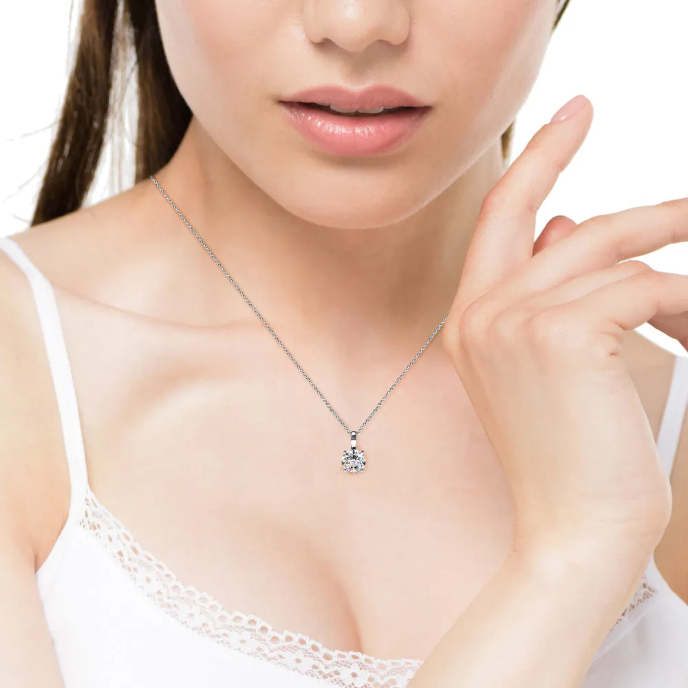 Araylia Strong 18k White Gold Plated Necklace with Solitaire Round Cut Swarovski Crystal