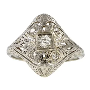 Art Deco Filigree Diamond Ring