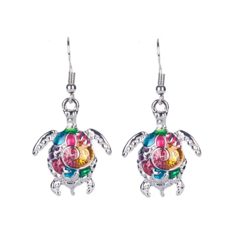 Artsy Sea Turtle Enamel Earrings for Woman