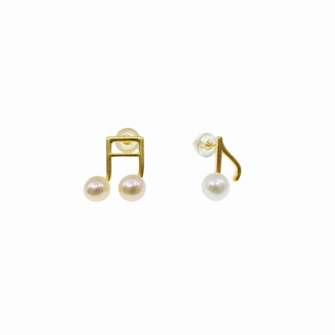 Asymmetrical Musical Notes Stud Earrings