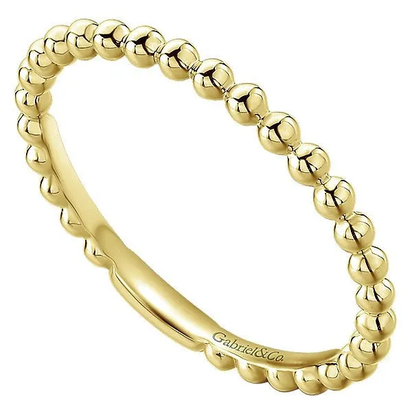 Beaded Ball Design Stackable Band 14K Yellow Gold