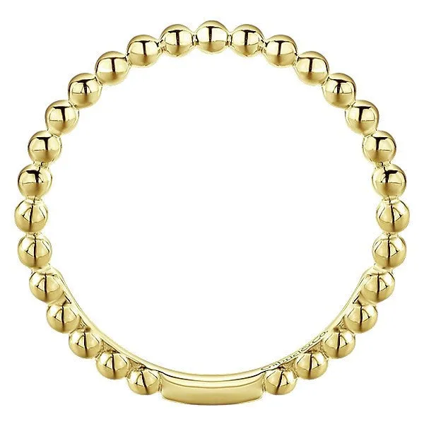 Beaded Ball Design Stackable Band 14K Yellow Gold