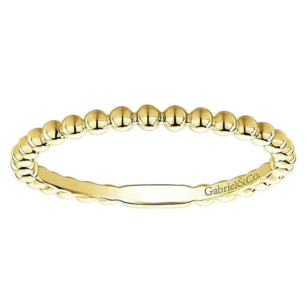 Beaded Ball Design Stackable Band 14K Yellow Gold